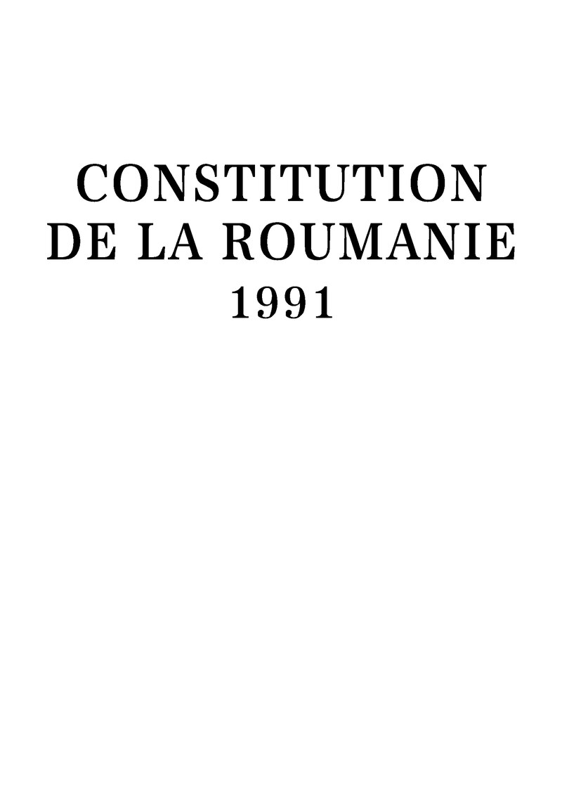 Coperta ediției oficiale în limba franceză a Constituției României din 1991